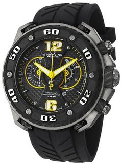 Stuhrling Prestige 322B.33562 Prestige Maverick Swiss Chronograph Diver Black Case Rubber Strap