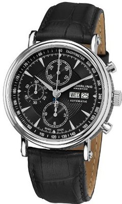 Stuhrling Prestige 363.33151 Prestige Swiss Made Automatic Valjoux 7750 Paradigm Chronograph Silver Tone