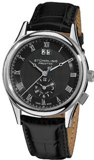 Stuhrling Prestige 364.33151 Prestige Swiss Made Laureate Quartz Dual Time Black