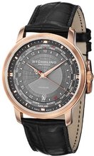Stuhrling Prestige 383.334569 Prestige Swiss Traveler Quartz World Time Date Rose Tone