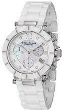 Stuhrling Prestige 512L.131P2 Swiss Athena Mother-Of-Pearl Swarovski Crystal Chronograph Multi-Function White Ceramic