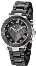 Stuhrling Prestige 512L.13DB1 Swiss Athena Mother-Of-Pearl Swarovski Crystal Chronograph Multi-Function Black Ceramic