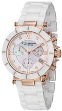 Stuhrling Prestige 512L.13EP2 Swiss Athena Mother-Of-Pearl Swarovski Crystal Chronograph Multi-Function White Ceramic