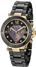 Stuhrling Prestige 512L.13MB1 Swiss Athena Mother-Of-Pearl Swarovski Crystal Chronograph Multi-Function Black Ceramic