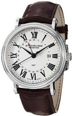 Stuhrling Prestige 545.3315K2 Prestige Swiss-Made Laureate GMT Quartz Date Silver-Dial