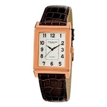 Stuhrling Original 359.334K2 Classic Ascot Skyline Swiss Quartz Rose Tone Case Brown Alligator Embossed Genuine Leather Strap