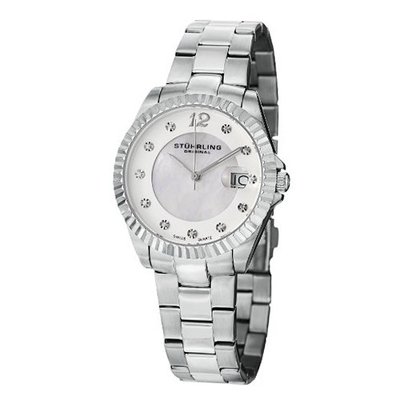 Stuhrling Original 498.11117 Lady Clipper Pearl Date Silver