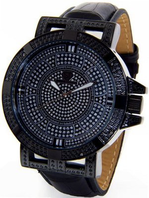 Super Techno Black Diamond by Joe Rodeo Black Case Black Leather Band w/ 2 Interchangeable Bands #M-6152