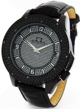 Super Techno Black Diamond by Joe Rodeo Black Case Black Leather Band w/ 2 Interchangeable Bands #Y5607