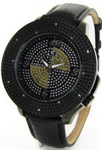 Super Techno by Joe Rodeo Genuine Diamond Oversized Black Case Black Leather Band w/ 2 Interchangeable Bands #I5546