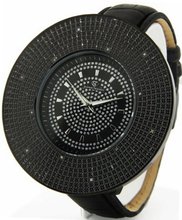 Super Techno by Joe Rodeo Genuine Diamond Oversized Black Case Black Leather Band w/ 2 Interchangeable Bands #I5420A