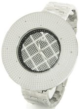 Super Techno by Joe Rodeo Genuine Diamond Oversized Silver Case Metal Band w/ 2 Interchangeable Bands #I5440