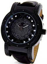 Super Techno Diamond by Joe Rodeo Genuine Diamond Oversized Black Case Leather Band w/ 2 Interchangeable Bands #M-6149
