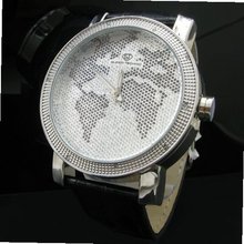 Super Techno Diamond by Joe Rodeo Genuine Diamond Oversized Black Case Leather Band w/ 2 Interchangeable Bands #M-6003