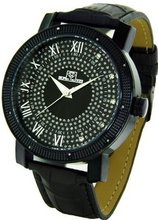 Super Techno Diamond by Joe Rodeo Genuine Diamond Oversized Black Case Leather Band w/ 2 Interchangeable Bands #M-6011
