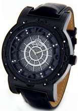Super Techno Diamond by Joe Rodeo Genuine Diamond Oversized Black Case Leather Band w/ 2 Interchangeable Bands