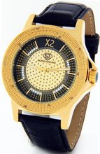 Super Techno Diamond by Joe Rodeo Genuine Diamond Oversized Gold Case Leather Band w/ 2 Interchangeable Bands