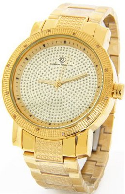 Super Techno Diamond by Joe Rodeo Gold Tone Metal Band w/ 2 Interchangeable Bands #I-5490