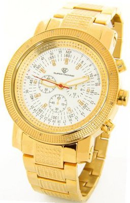 Super Techno Diamond by Joe Rodeo Gold Tone Metal Band w/ 2 Interchangeable Bands #I-5492