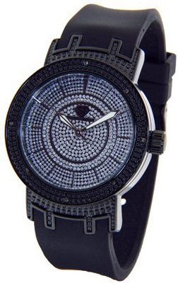 Super Techno Ladies Diamond Jet Black Collection w/ 2 Interchangeable Bands #MX6179