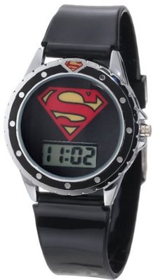 Superman Kids' SUP4019 Black Silicone Superman Logo Strap