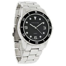 Structure by Surface Black Dial Silver Tone Bracelet Quartz 32681