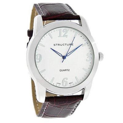 Structure by Surface Silver Dial Brown Gator Band Quartz 32713