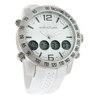 Structure By Surface White Multi-Function Analog/Digital Quartz 32611