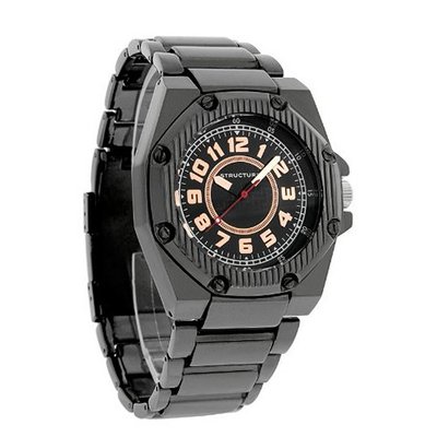 uSURFACE Structure by Surface Black Ion Finish Rose Gold Accents Quartz 32549 