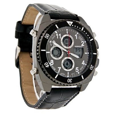 uSURFACE Surface Black Multi-Function Analog Digital Alarm Quartz Chrono 31776 
