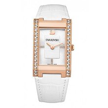Swarovski Citra Square White Dial Leather Quartz Ladies 1094370
