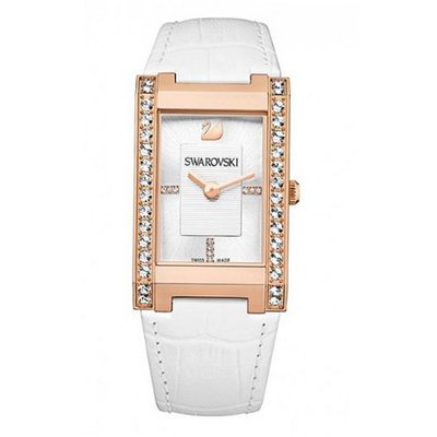 Swarovski Citra Square White Dial Leather Quartz Ladies 1094370