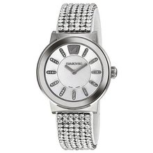 Swarovski White Crystal Dial Stainless Steel Brown Leather Unisex 1094348