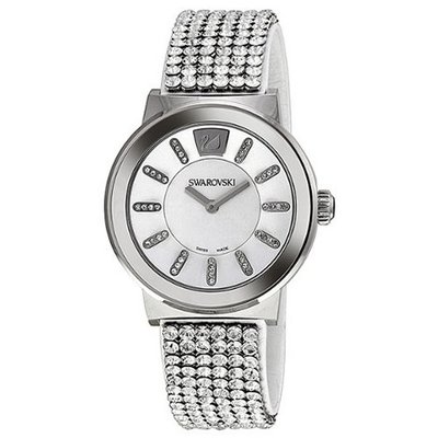 Swarovski White Crystal Dial Stainless Steel Brown Leather Unisex 1094348