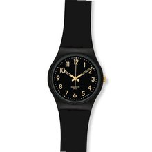 S GB274 Golden Tac Black Gold Analog Dial Silicone Strap Unisex NEW