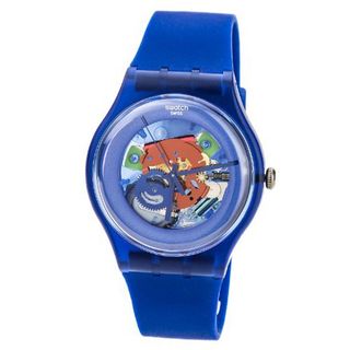 S SUON101 indigo lacquered blue indigo dial blue indigo plastic strap men NEW