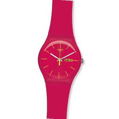 S SUOR704 rubine rebel pink dial silicone strap unisex NEW