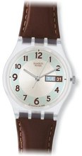uSwatch S CORE COLLECTION GE704 Brown Leather Quartz with White Dial 
