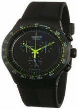 uSwatch S YOB100 Black Rubber Swiss Quartz with Black Dial 