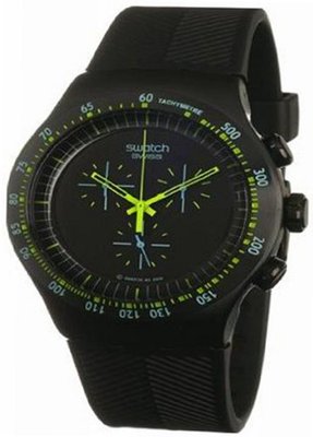 uSwatch S YOB100 Black Rubber Swiss Quartz with Black Dial 