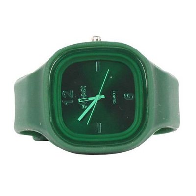 Sweet Silicon Band Round Square in Forest Green