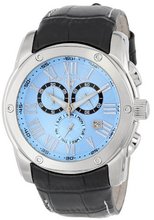Swiss Legend 10005-012 Traveler Chronograph Light Blue Textured Dial Black Leather