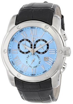 Swiss Legend 10005-012 Traveler Chronograph Light Blue Textured Dial Black Leather