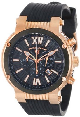 Swiss Legend 10006-RG-01-BB Legato Cirque Chronograph Black Textured Dial Black Silicone