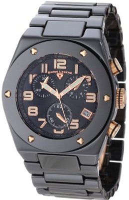 Swiss Legend 10028-BKBRA Throttle Chronograph Black Dial Black Ceramic