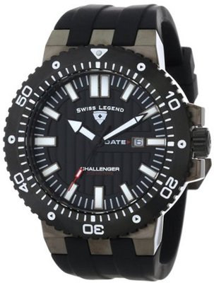 Swiss Legend 10126-GM-01-BB Challenger Black Textured Dial Black Silicone