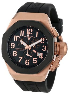 Swiss Legend 10542-RG-01-BB Trimix Diver Chronograph Black Dial Black Silicone