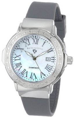 Swiss Legend 20032D-02-DGRY "South Beach Collection" Stainless Steel, Gray Silicone, and Diamond