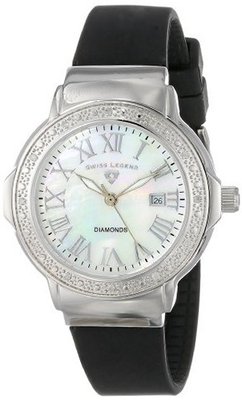Swiss Legend 20032D-02 "South Beach Collection" Stainless Steel, Black Rubber, and Diamond