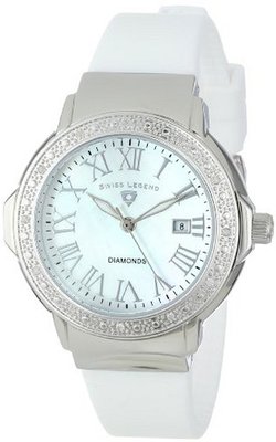 Swiss Legend 20032D-02 "South Beach Collection" Stainless Steel, White Silicone, and Diamond
